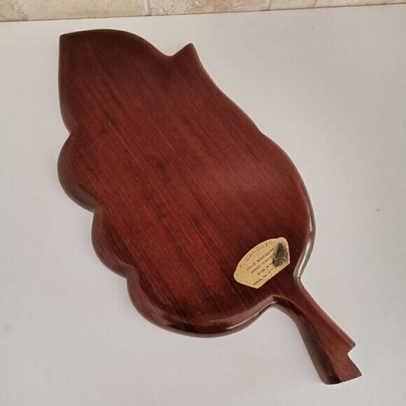 Vintage Large Mahogany Tray Leaf Shaped, Haiti Handmade Serving Board - Picture 8 of 10